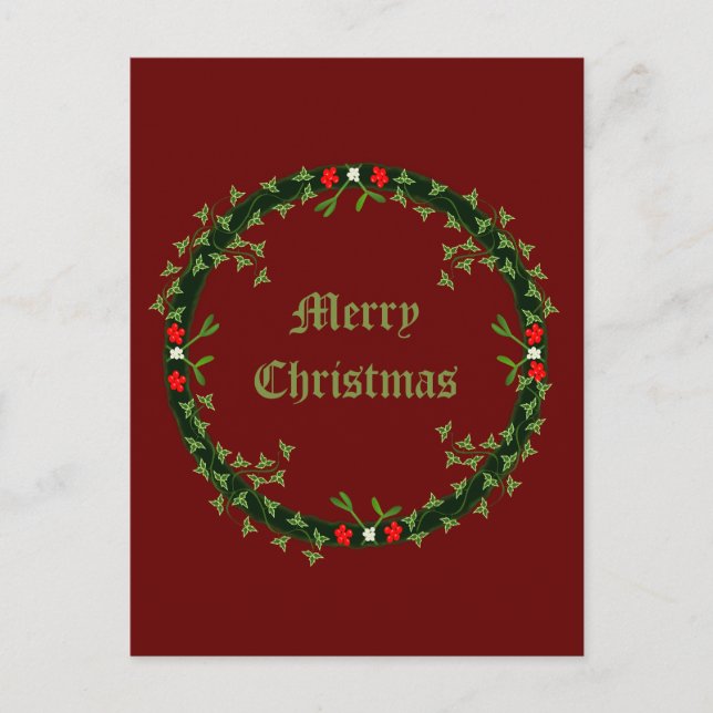 Gothic Christmas Wreath Custom Postcard (Front)