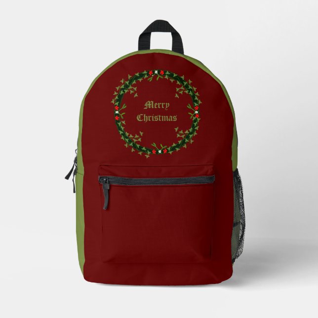 Gothic Christmas Wreath Custom Printed Backpack (Front)