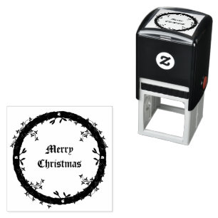 Gothic Christmas Wreath Custom Self-inking Stamp