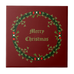 Gothic Christmas Wreath Custom Tile