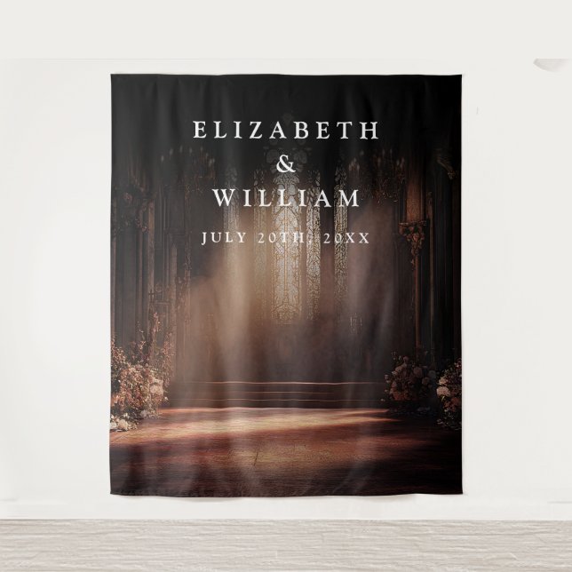 Gothic Church Photo Booth Prop Backdrop Tapestry (Front)