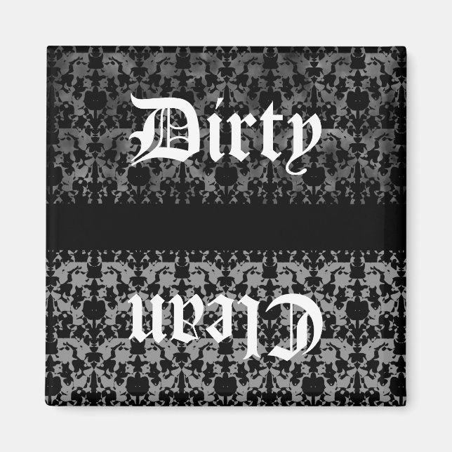 Gothic clean or dirty dishwasher magnet (Front)