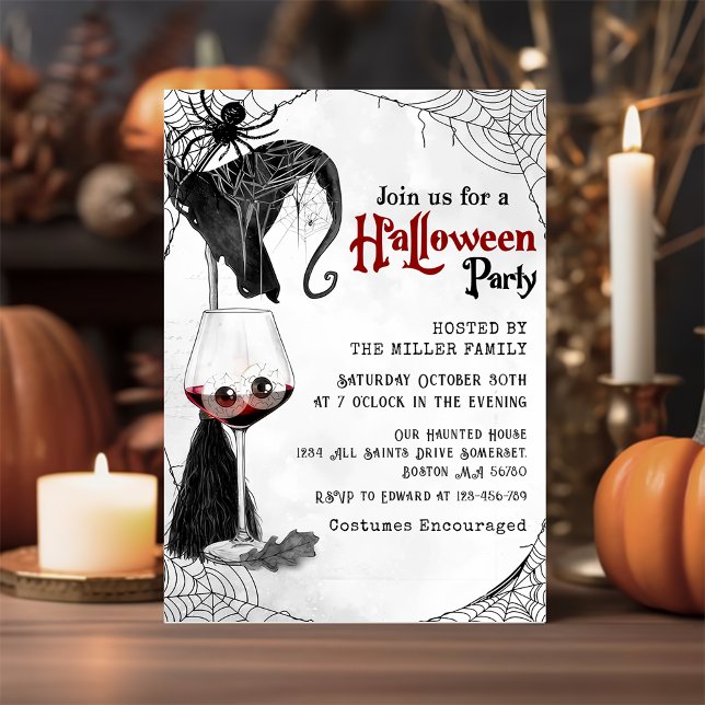 Gothic Cocktail Spider Adult Halloween Party  Invitation (Creator Uploaded)