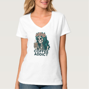 Gothic coffee lover skeleton design tshirts