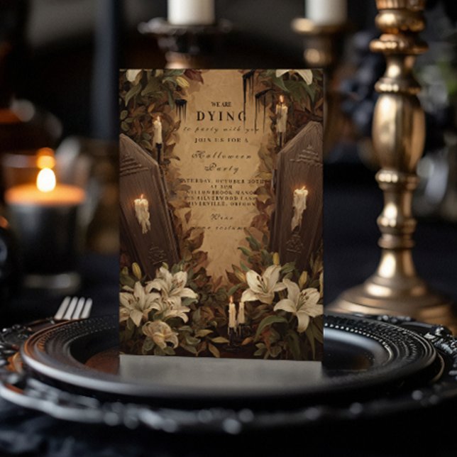 Gothic Coffin Candlelight Halloween Soirée Invitation (Creator Uploaded)