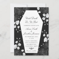 Gothic Coffin Invitation with Elegant Black Roses