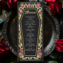 Gothic Coffin Rose Black Wedding Menu
