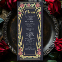 Gothic Coffin Rose Blue Wedding Menu