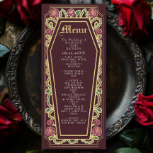 Gothic Coffin Rose Red Wedding Menu