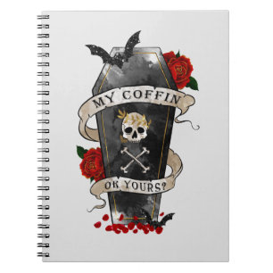 Gothic Coffin & Skull with Red Rose Notebook