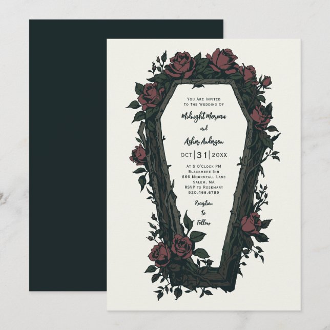 Gothic Coffin Wedding  Invitation (Front/Back)