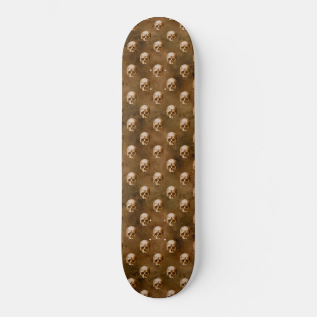 Gothic Copper Skulls Copper Background  Skateboard (Front)