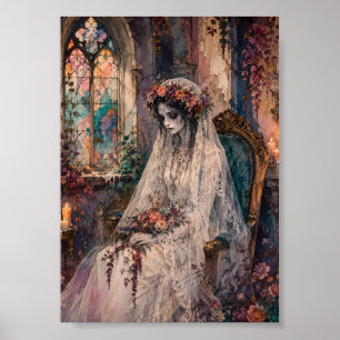 Gothic Corpse Bride Stained Glass Whimsigoth Art Poster