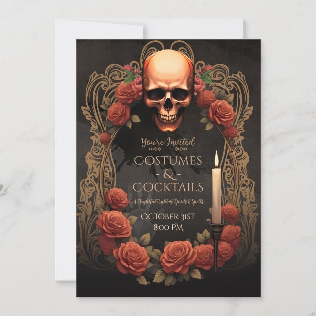 Gothic Costumes & Cocktails Halloween Party Card (Front)