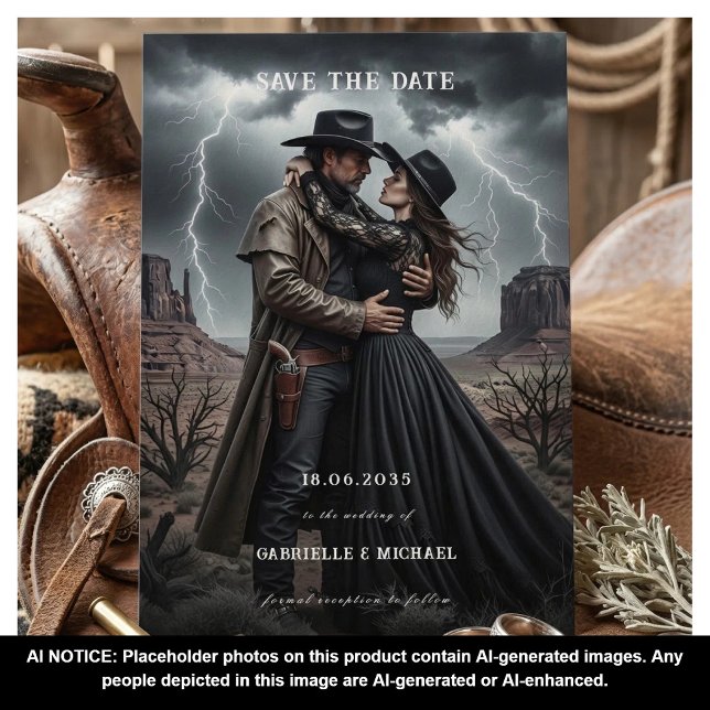 Gothic Couple Dark Western Save The Date (Creator Uploaded)