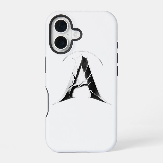 Gothic Cracked Initial A Phone Case - Dark Minimal (Back)