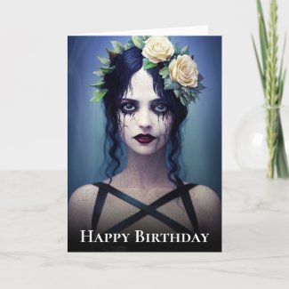 Gothic Cracked Porcelain Beauty Birthday Card