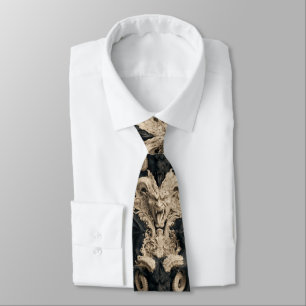 Gothic Cream and Black Baroque Horned Devil Tie