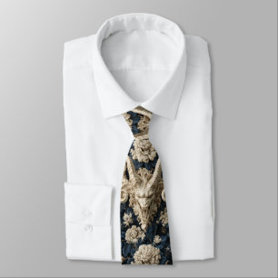 Gothic Cream and Navy Baroque Demonic Gargoyle Tie