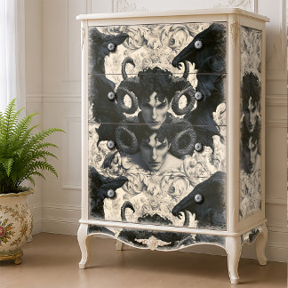 Gothic Cream Black Baroque Horned Fallen Angels Tissue Paper
