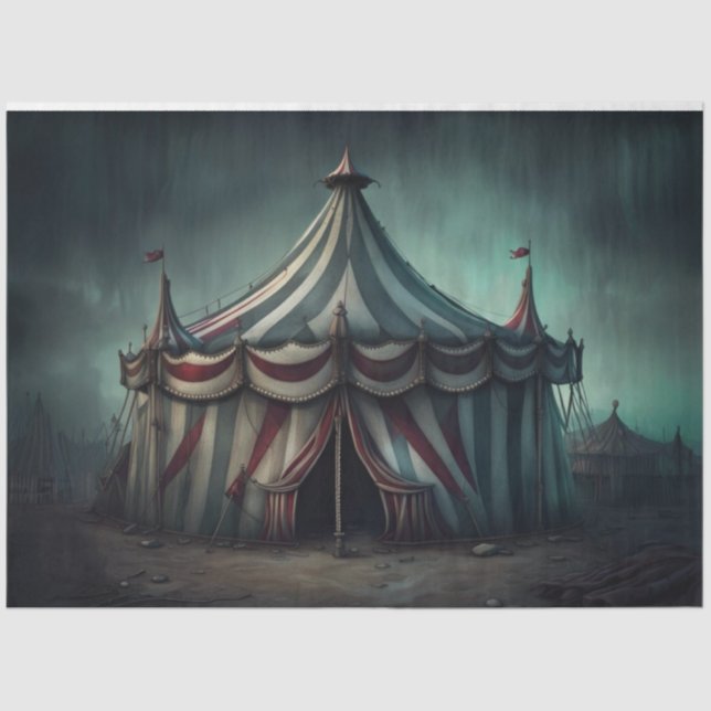 Gothic Creepy Circus Tent Moody Decoupage Paper  (Front)