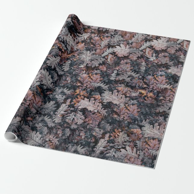 Gothic Creepy Cosy Fall Night Autumn Leaves Wrapping Paper (Unrolled)