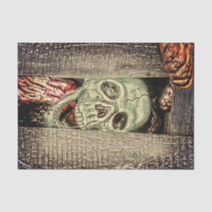 Gothic Creepy Green Skull Head Tissue Paper