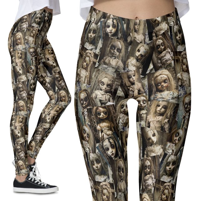 Gothic Creepy Haunted Doll Halloween Costume Leggings (Creator Uploaded)
