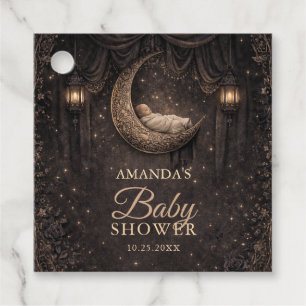 Gothic Crescent Moon Stars Baby Shower Favour Tags
