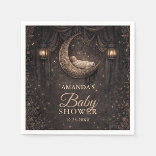 Gothic Crescent Moon Stars Baby Shower Napkin
