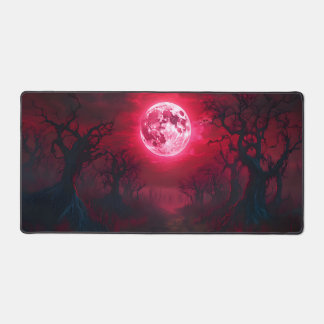 Gothic Crimson Moon Desk Mat – Dark Fantasy Horror
