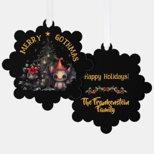 Gothic Critters And Christmas Tree Decoration Card