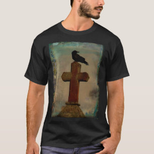 Gothic Cross And Crow T-Shirt