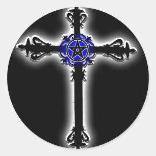 Gothic Cross Classic Round Sticker