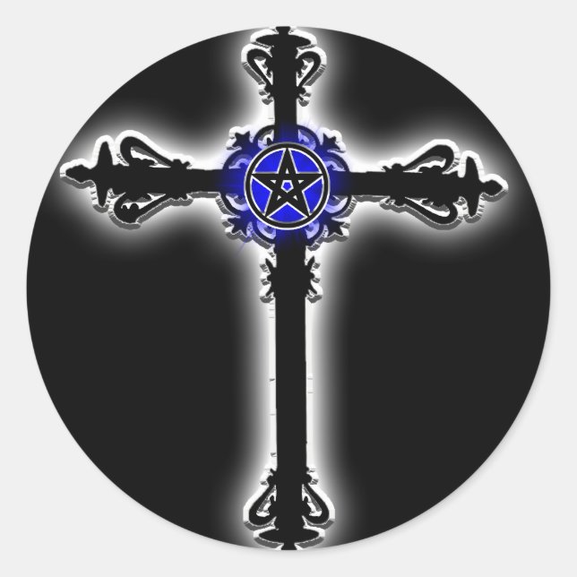 Gothic Cross Classic Round Sticker (Front)