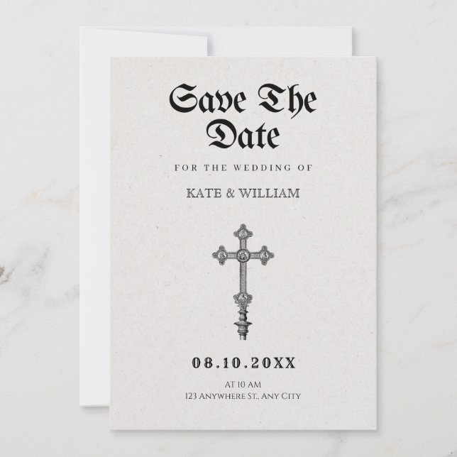 Gothic cross save the date (Front)