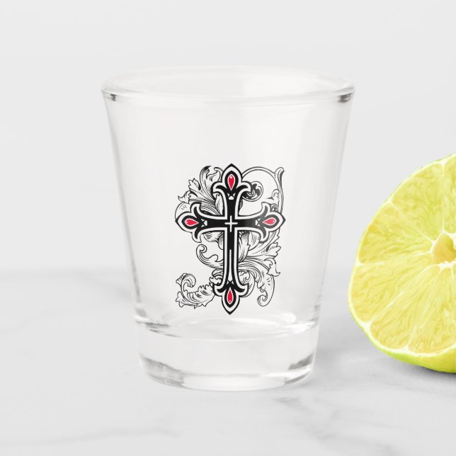 Gothic cross shot glass (Front)