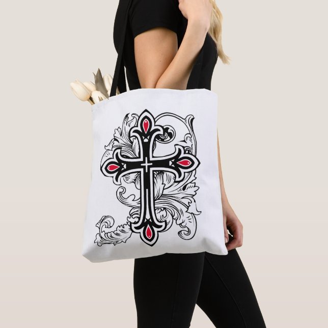 Gothic cross tote bag (Close Up)