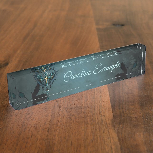 Gothic cross with decorative elements and birds. nameplate (Side)