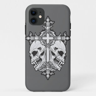 Gothic Cross with Skulls iPhone 11 Case