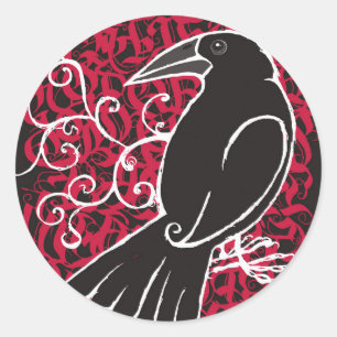 Gothic crow classic round sticker