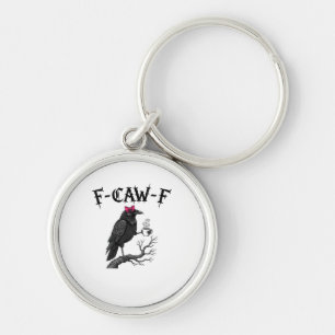 Gothic Crow F-Caw-F Bird Funny Halloween Raven Key Ring