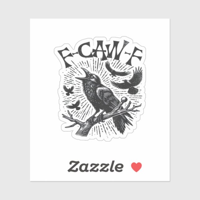 Gothic Crow F-Caw-F Humour Funny Essential Retro C (Sheet)
