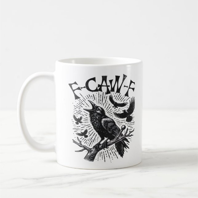 Gothic Crow F-Caw-F Humour Funny Essential Retro C Coffee Mug (Left)