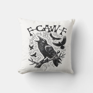 Gothic Crow F-Caw-F Humour Funny Essential Retro C Cushion