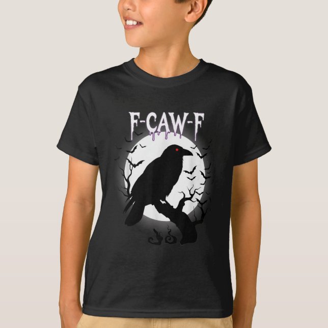 Gothic Crow F-caw-f Moon Halloween Tee  (Front)