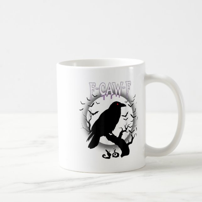 Gothic Crow F-caw-f Moon Halloween Tee  Coffee Mug (Right)