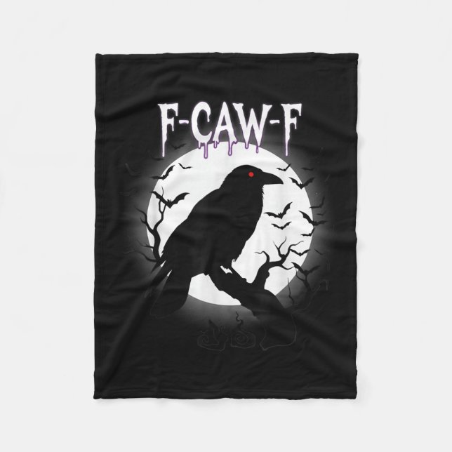 Gothic Crow F-caw-f Moon Halloween Tee  Fleece Blanket (Front)