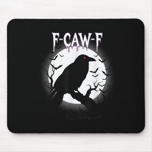 Gothic Crow F-caw-f Moon Halloween Tee  Mouse Mat (Front)