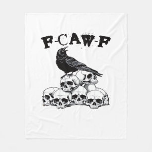 Gothic Crow F Caw F Raven Skull Halloween Graphic Fleece Blanket